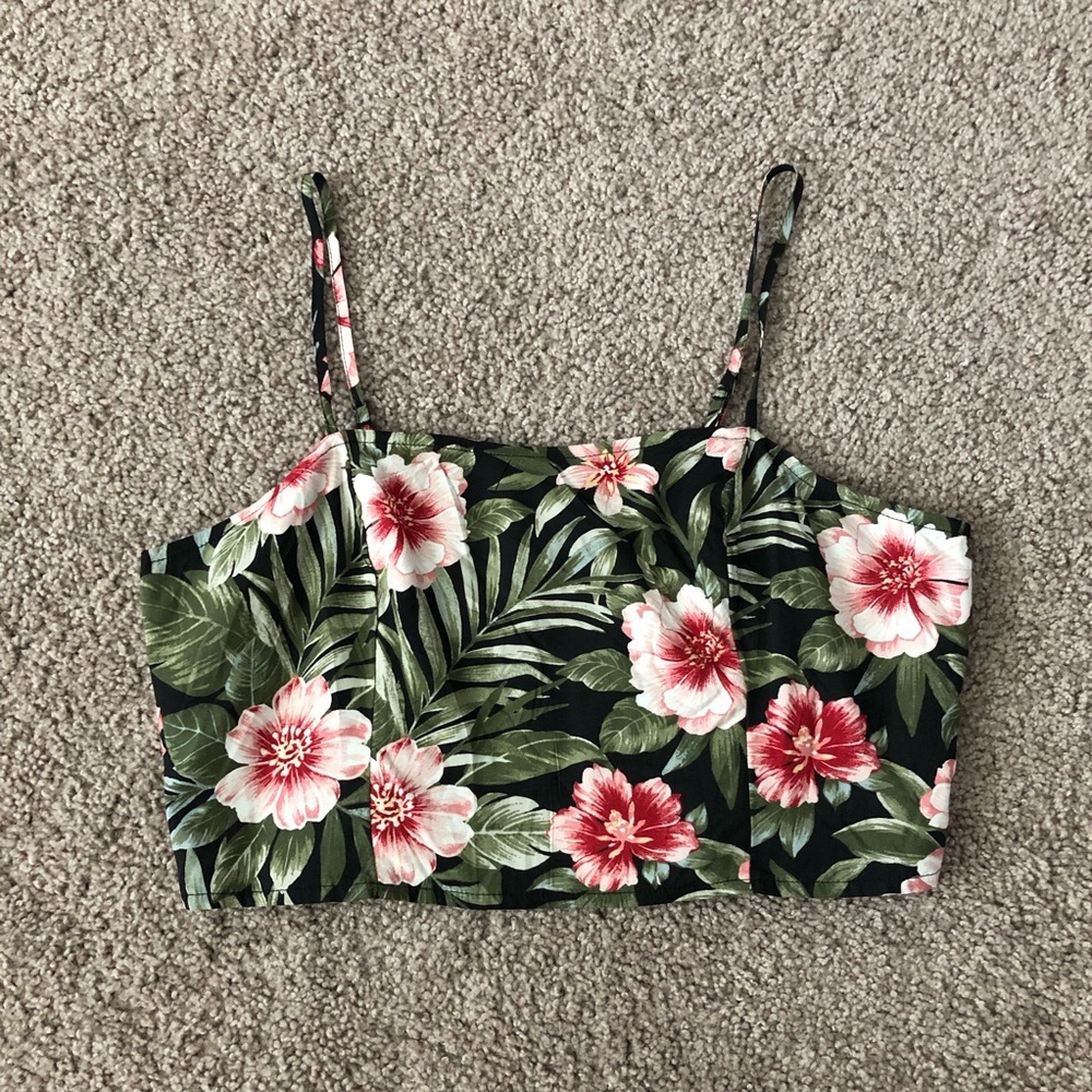 American Eagle Outfitters Shirt Womens Size M Floral Cropped Tank Top